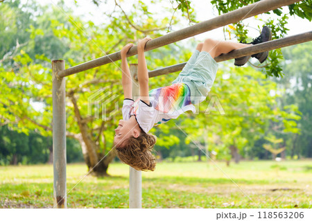 Child on playground. Active kid in school yard. 118563206