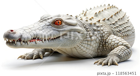 White Crocodile Resting - Isolated on White 118563451
