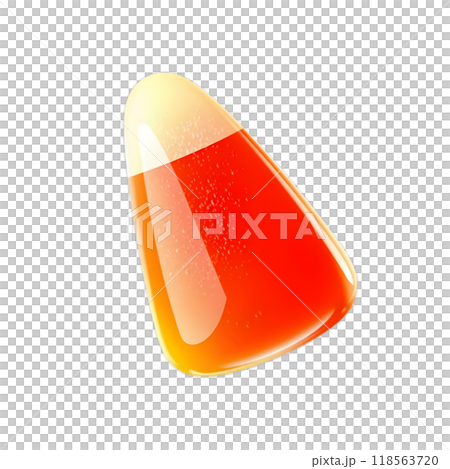 Colorful candy corn piece on a white background with a glossy finish 118563720