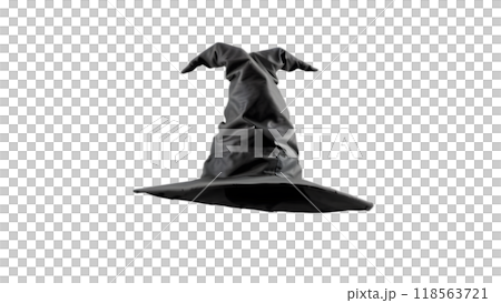 A classic black wizard hat on a white background for Halloween 118563721