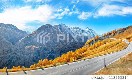 Amazing view of Grossglockner High Alpine Road at autumn. Amazing view of Grossglockner High Alpine Road at autumn. 118563814
