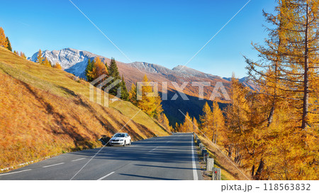 Gorgeous view of Grossglockner High Alpine Road at autumn. 118563832