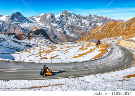 Amazing view of Grossglockner High Alpine Road at autumn. Amazing view of Grossglockner High Alpine Road at autumn. 118563854