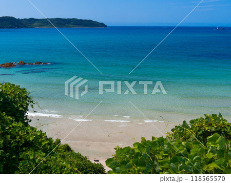 澄んだ青い海と綺麗な砂浜 澄んだ青い海と綺麗な砂浜 118565570
