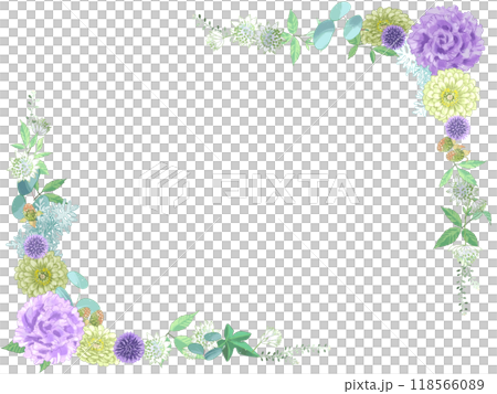 別緻彩色花朵的框架插圖 118566089