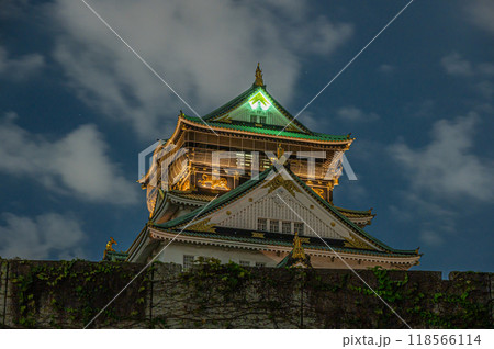 夜の大阪城天守閣 118566114