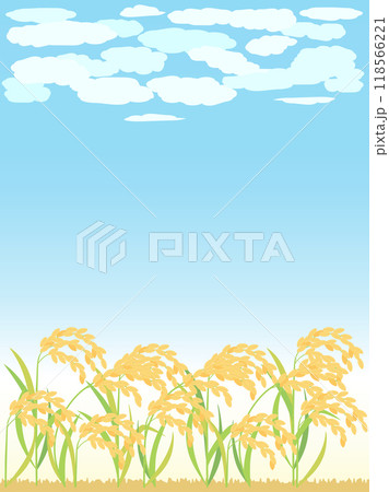 青空と稲・稲穂の秋の背景イラスト 縦型バージョン 青空と稲・稲穂の秋の背景イラスト 縦型バージョン 118566221