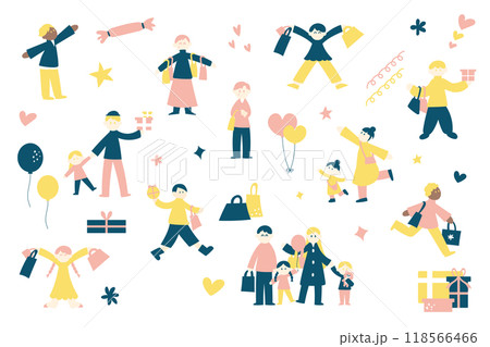 人物とショッピングのイラストセット 人物とショッピングのイラストセット 118566466
