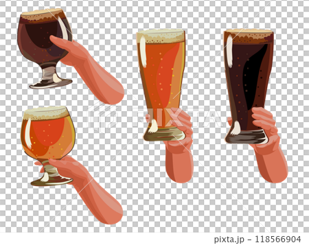 用啤酒/黑啤酒敬酒的手 118566904