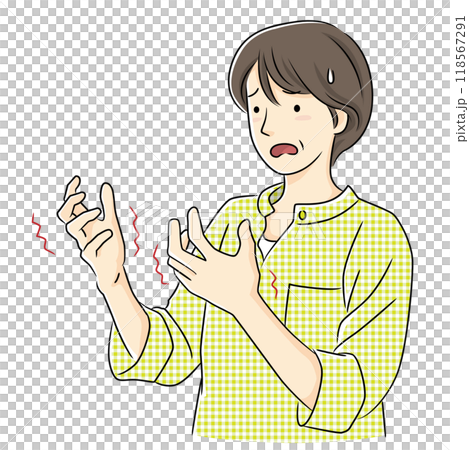 A woman suffering from stiff fingers 118567291