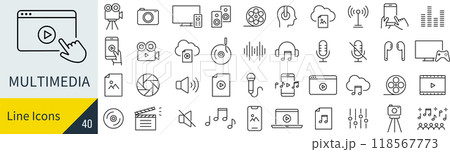 マルチメディアに関するアイコンセット マルチメディアに関するアイコンセット 118567773