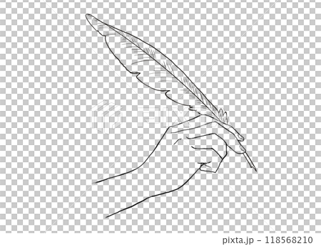 一手拿著一支簡單的羽毛筆的插圖 118568210