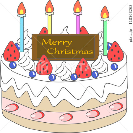 ロウソクが立つクリスマスケーキ 118568262