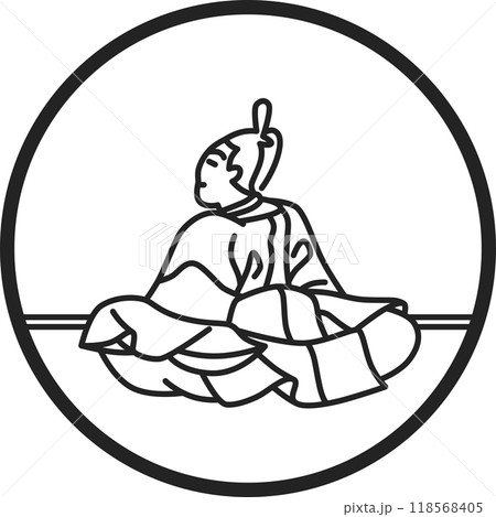 線画円形シンプル百人一首 皇太后宮大夫俊成 線画円形シンプル百人一首 皇太后宮大夫俊成 118568405