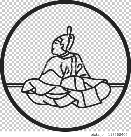 線画円形シンプル百人一首 皇太后宮大夫俊成 線画円形シンプル百人一首 皇太后宮大夫俊成 118568405