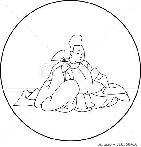 線画円形百人一首　藤原清輔朝臣 118568410