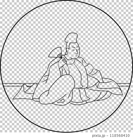 線画円形百人一首　藤原清輔朝臣 118568410