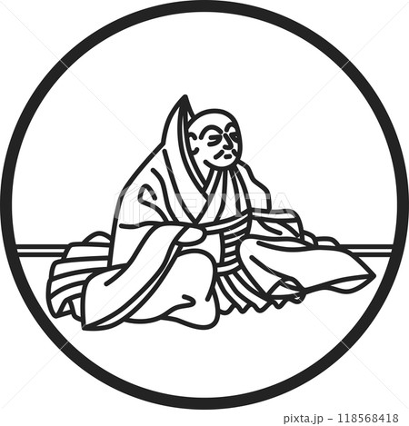 線画円形シンプル百人一首　俊恵法師 118568418