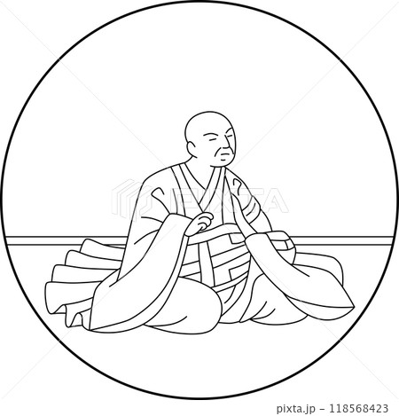 線画円形百人一首　西行法師 118568423