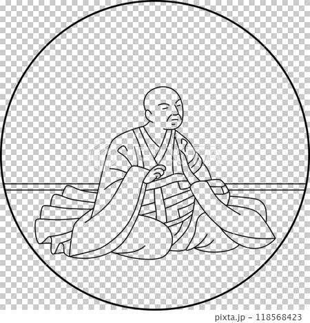 線画円形百人一首　西行法師 118568423