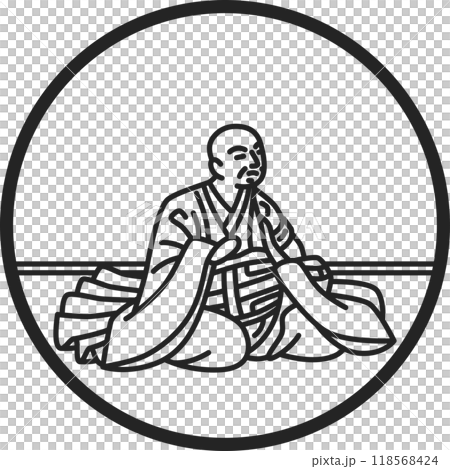 Line drawing circular simple Hyakunin Isshu - Saigyo Hoshi 118568424