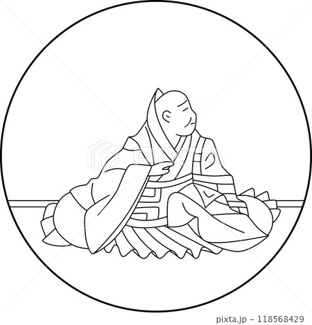 線画円形百人一首　寂蓮法師 118568429