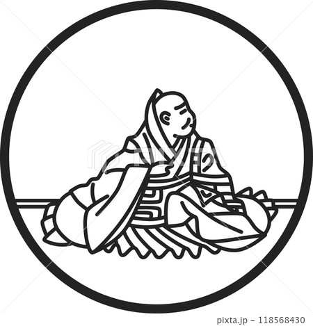 線画円形シンプル百人一首 寂蓮法師 線画円形シンプル百人一首 寂蓮法師 118568430