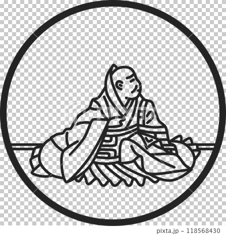 線画円形シンプル百人一首 寂蓮法師 線画円形シンプル百人一首 寂蓮法師 118568430