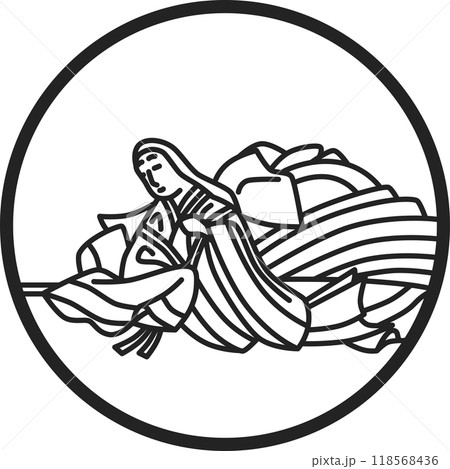線画円形シンプル百人一首 皇嘉門院別当 線画円形シンプル百人一首 皇嘉門院別当 118568436