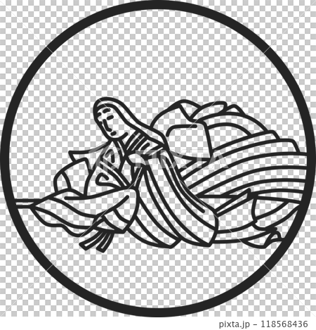 線画円形シンプル百人一首 皇嘉門院別当 線画円形シンプル百人一首 皇嘉門院別当 118568436