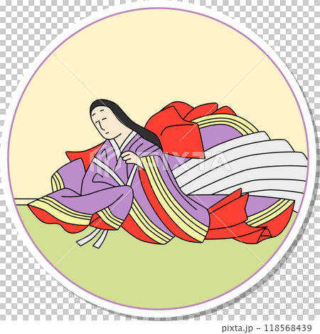 Sticker circular Hyakunin Isshu by Kokamon-in 118568439