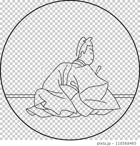 線画円形百人一首　鎌倉右大臣 118568465