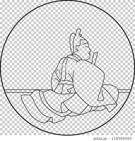 線描圓百人一州,前大城大臣入道 線描圓百人一州,前大城大臣入道 118568483