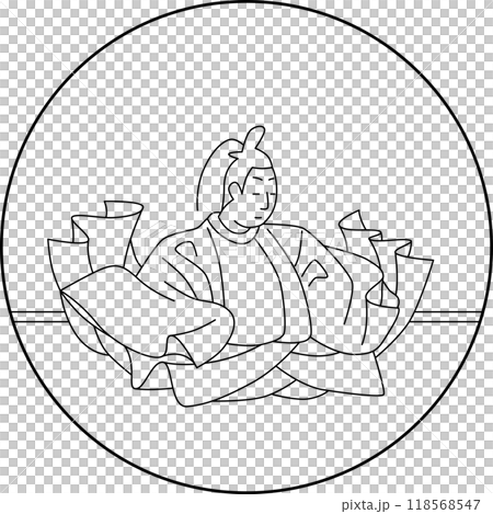 線画円形百人一首 順徳院 線画円形百人一首 順徳院 118568547