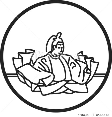 線画円形シンプル百人一首 順徳院 線画円形シンプル百人一首 順徳院 118568548