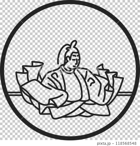 線画円形シンプル百人一首 順徳院 線画円形シンプル百人一首 順徳院 118568548