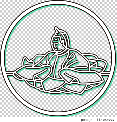 彩色陰影圓形簡單百人一州天智皇帝 118568553