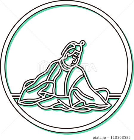 カラーシャドウ円形シンプル百人一首　中納言家持 118568583