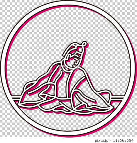 カラーシャドウ円形シンプル百人一首 中納言家持 カラーシャドウ円形シンプル百人一首 中納言家持 118568584