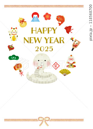 巳年の水彩風イラスト年賀状 118568700