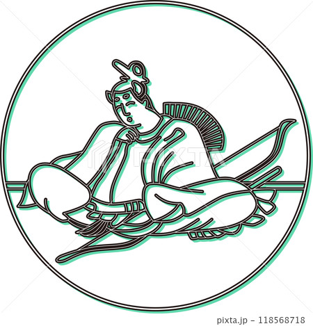 カラーシャドウ円形百人一首　在原業平朝臣 118568718