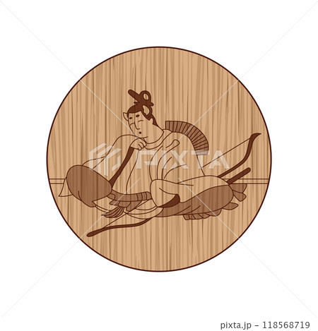 木彫り円形百人一首　在原業平朝臣 118568719