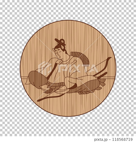 木彫り円形百人一首　在原業平朝臣 118568719