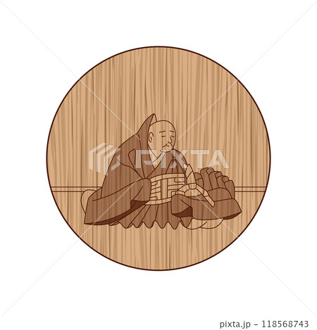 木彫り円形百人一首 素性法師 木彫り円形百人一首 素性法師 118568743