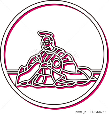 カラーシャドウ円形シンプル百人一首　文屋康秀 118568746