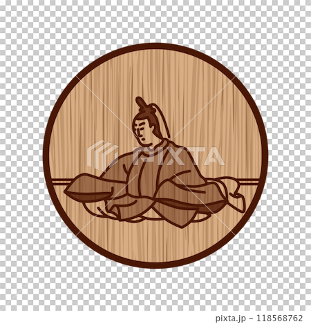 木雕圓形簡約百人一舟菅谷 118568762