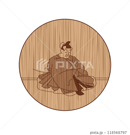 木彫り円形百人一首　壬生忠岑 118568797