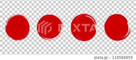 Red circle drawn with ink, simple set 118568859