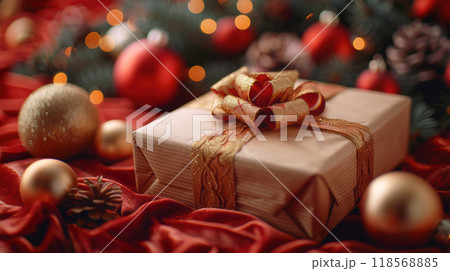 クリスマスプレゼントの箱とオーナメント 118568885