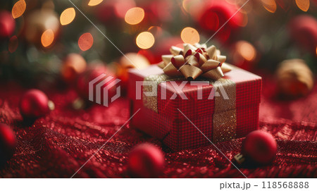クリスマスプレゼントの箱とオーナメント 118568888
